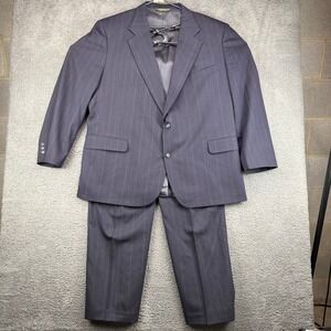 STURBRIDGE‎ CLASSICS Mens Pinstripe Wool Suit Jacket Pants Set 44R Gray